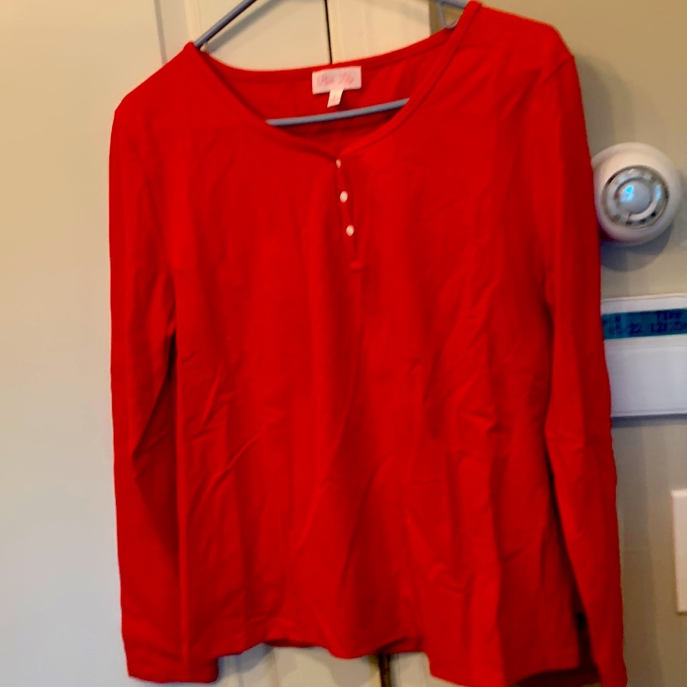 Pink lily red stretch top .never worn